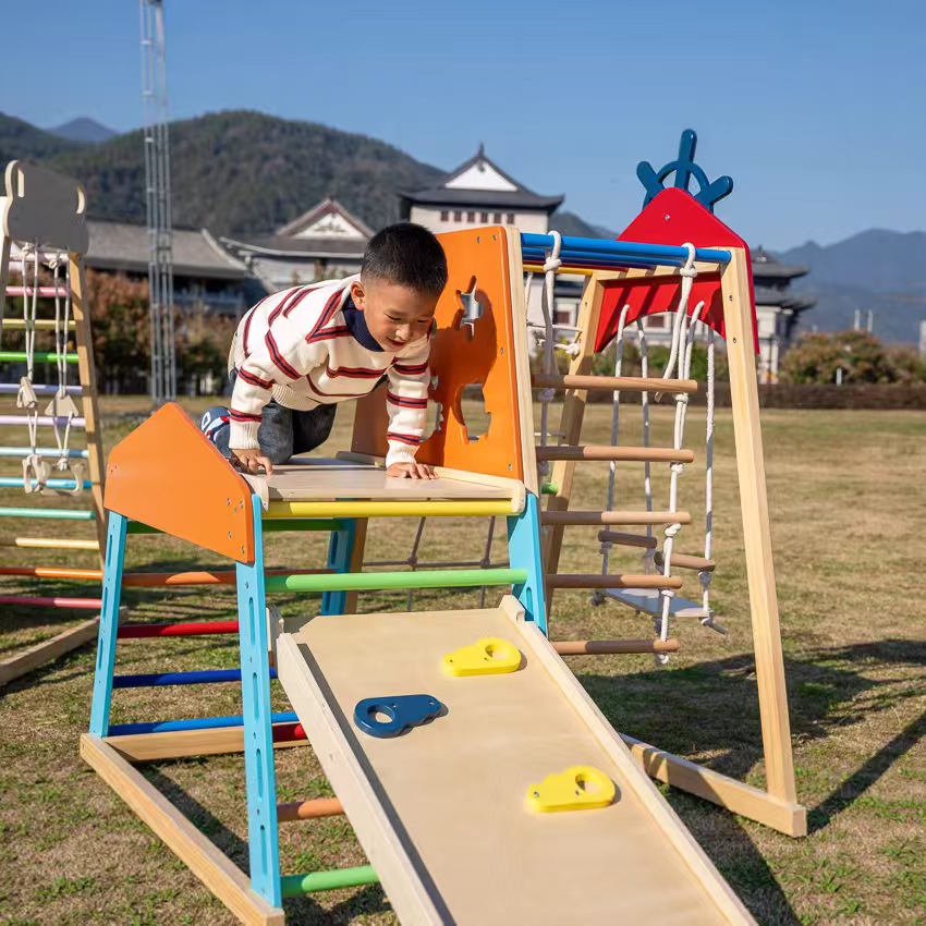Large Solid Wood Climbing Fram - Kids Outdoor Climbing Frame 评论和价格